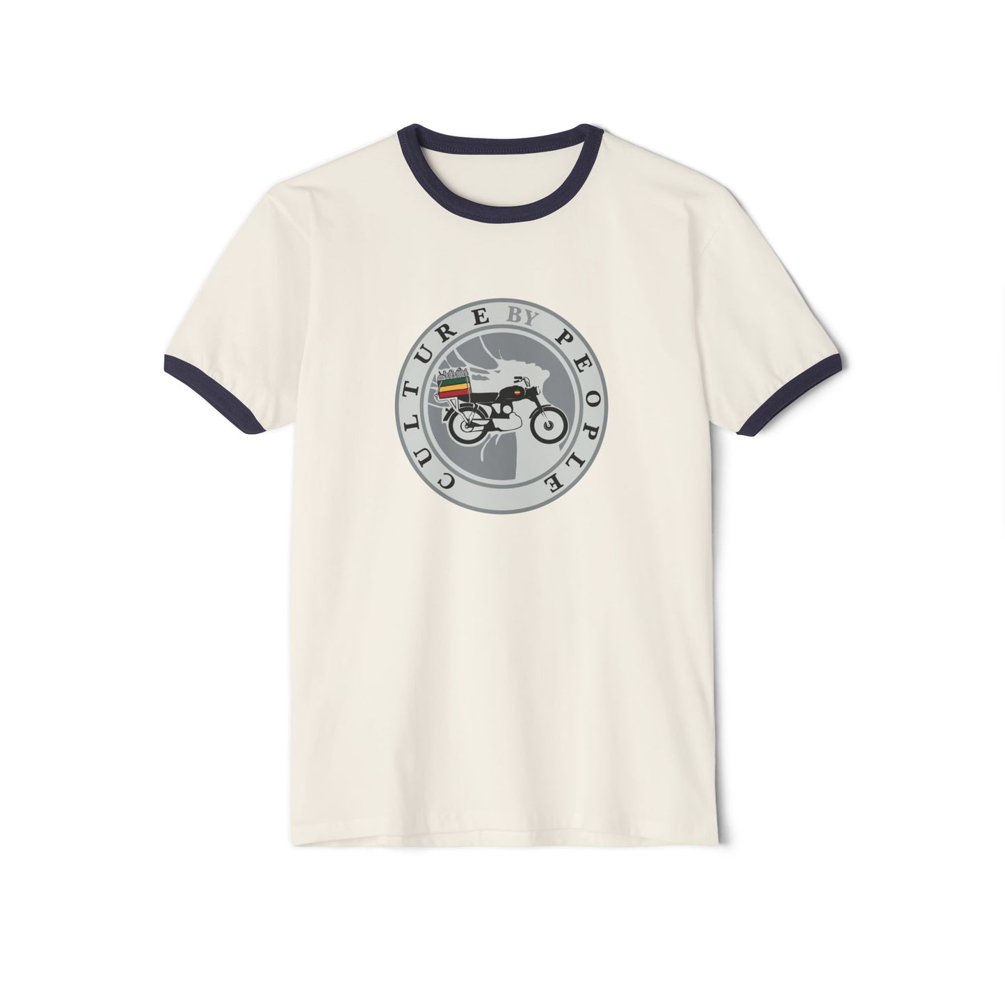 Retro Culture by People Unisex Cotton Ringer T-Shirt - Perfect for Bike Lovers & Casual Wear