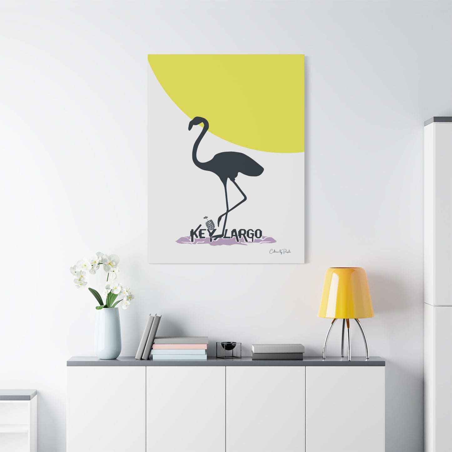 Key Largo Flamingo Canvas Prints 8x10 - 40x60 Purple Vertical