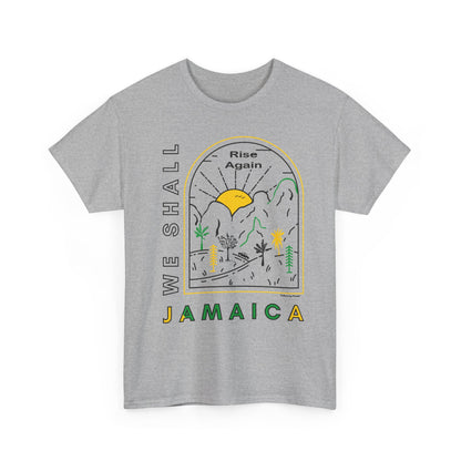 We Shall Rise Again Jamaica – Hurricane Melissa Gray T-Shirt – Sunrise Edition - Global Fulfillment: US CA UK AU EU