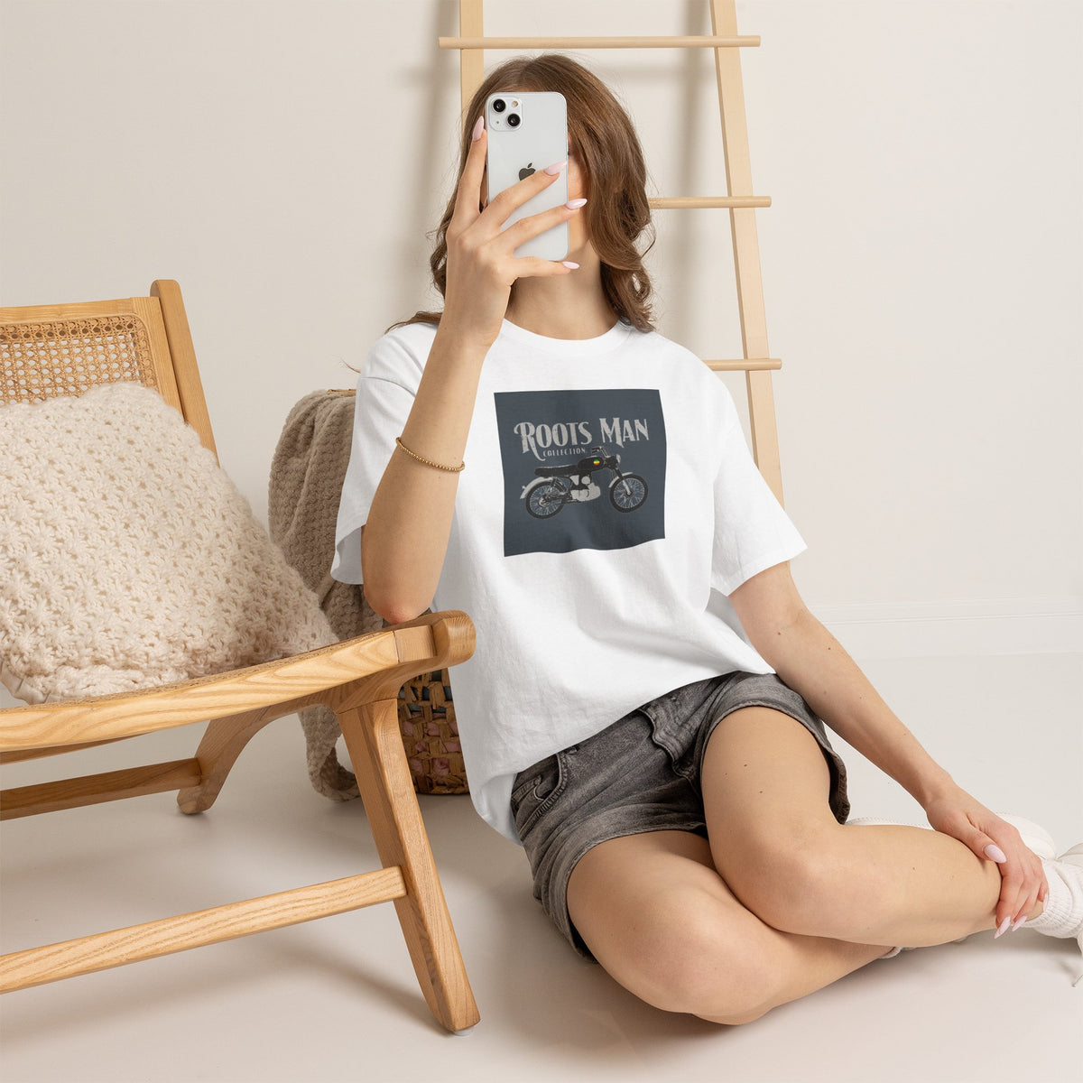 Roots Man Motorcycle Graphic T-Shirt - Lifestyle 2 - White