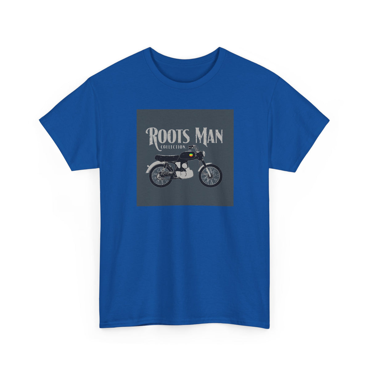Roots Man Motorcycle Graphic T-Shirt - Front 2 - Royal
