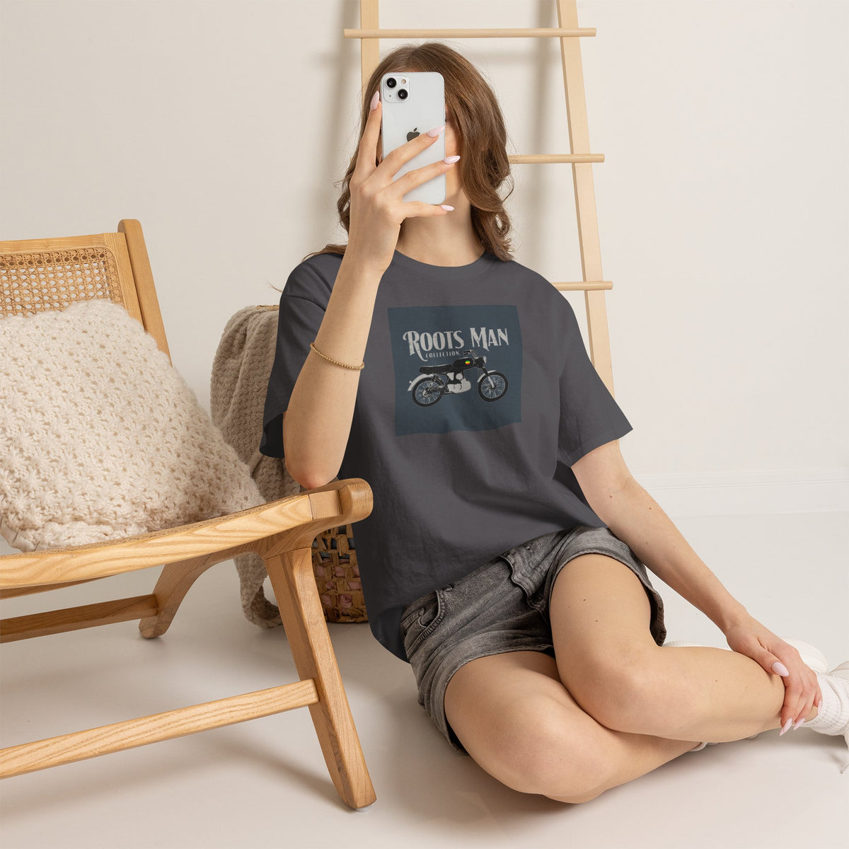 Roots Man Motorcycle Graphic T-Shirt - Charcoal - Lifestyle