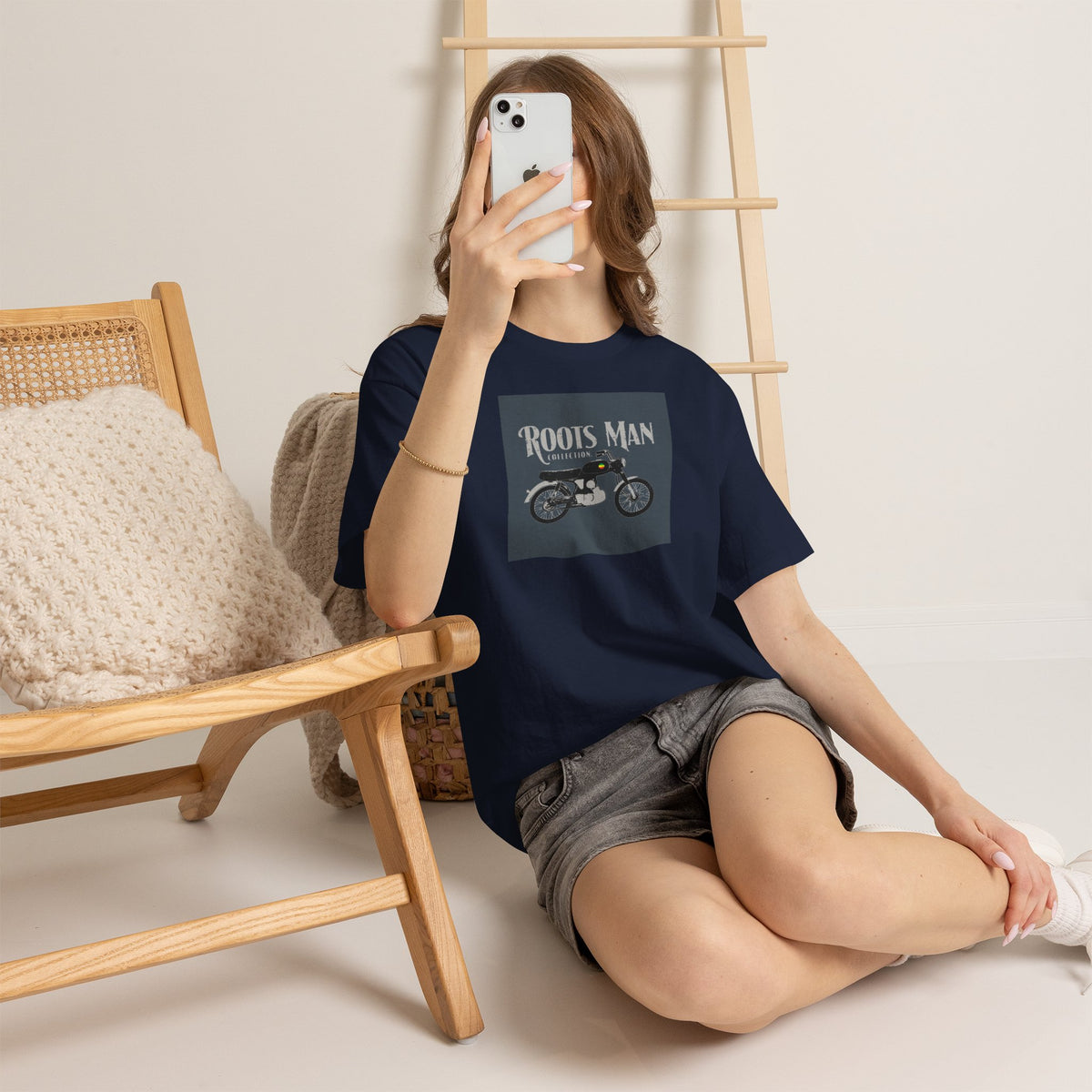 Roots Man Motorcycle Graphic T-Shirt - Lifestyle 2 - Navy