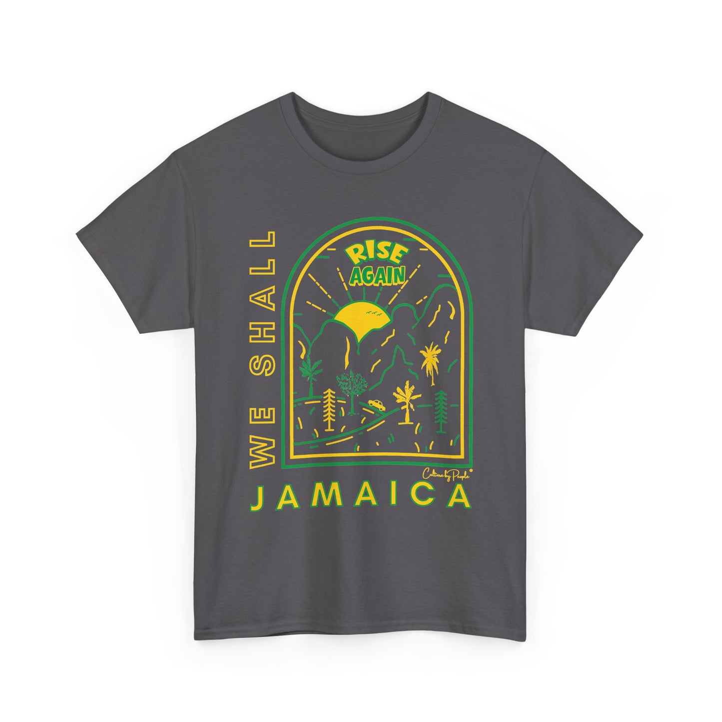 We Shall Rise Again Jamaica – Hurricane Melissa Charcoal T-Shirt – Sunrise Edition - Global Fulfillment: US CA UK AU EU