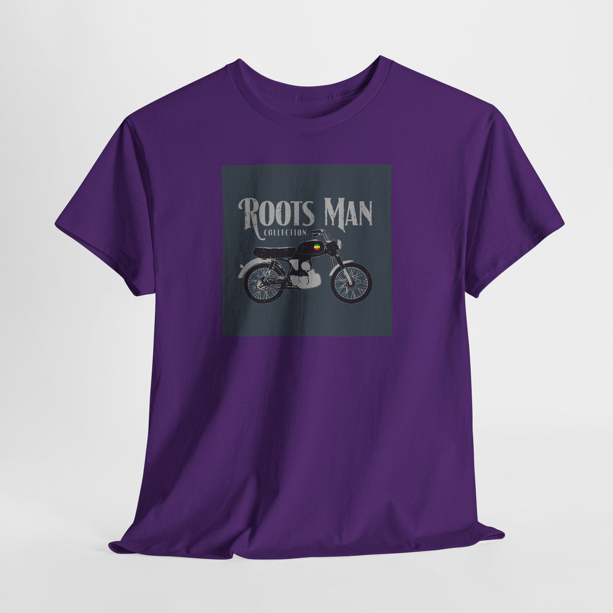 Roots Man Motorcycle Graphic T-Shirt - Hanging 1 - Purple