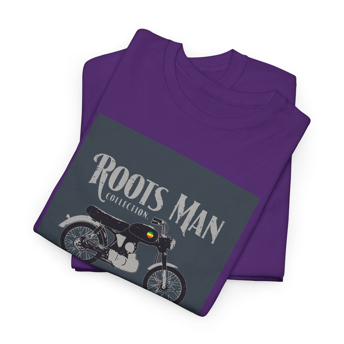 Roots Man Motorcycle Graphic T-Shirt - Folded - Purple