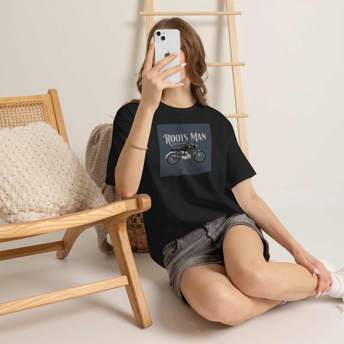 Roots Man Motorcycle Graphic T-Shirt - Lifestyle 2 - Black