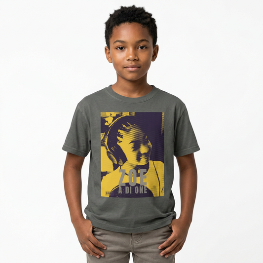 Zoe A Di One Youth Tee — Pop Art Gold Edition