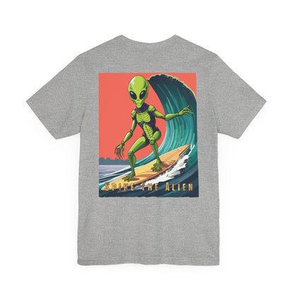 Funny Alien Surfing Unisex Short Sleeve Tee - Perfect for UFO Enthusiasts and Summer Vibes