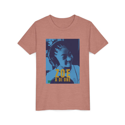 Zoe A Di One – Studio Energy Tee (Youth) | Light Sea Blue Edition