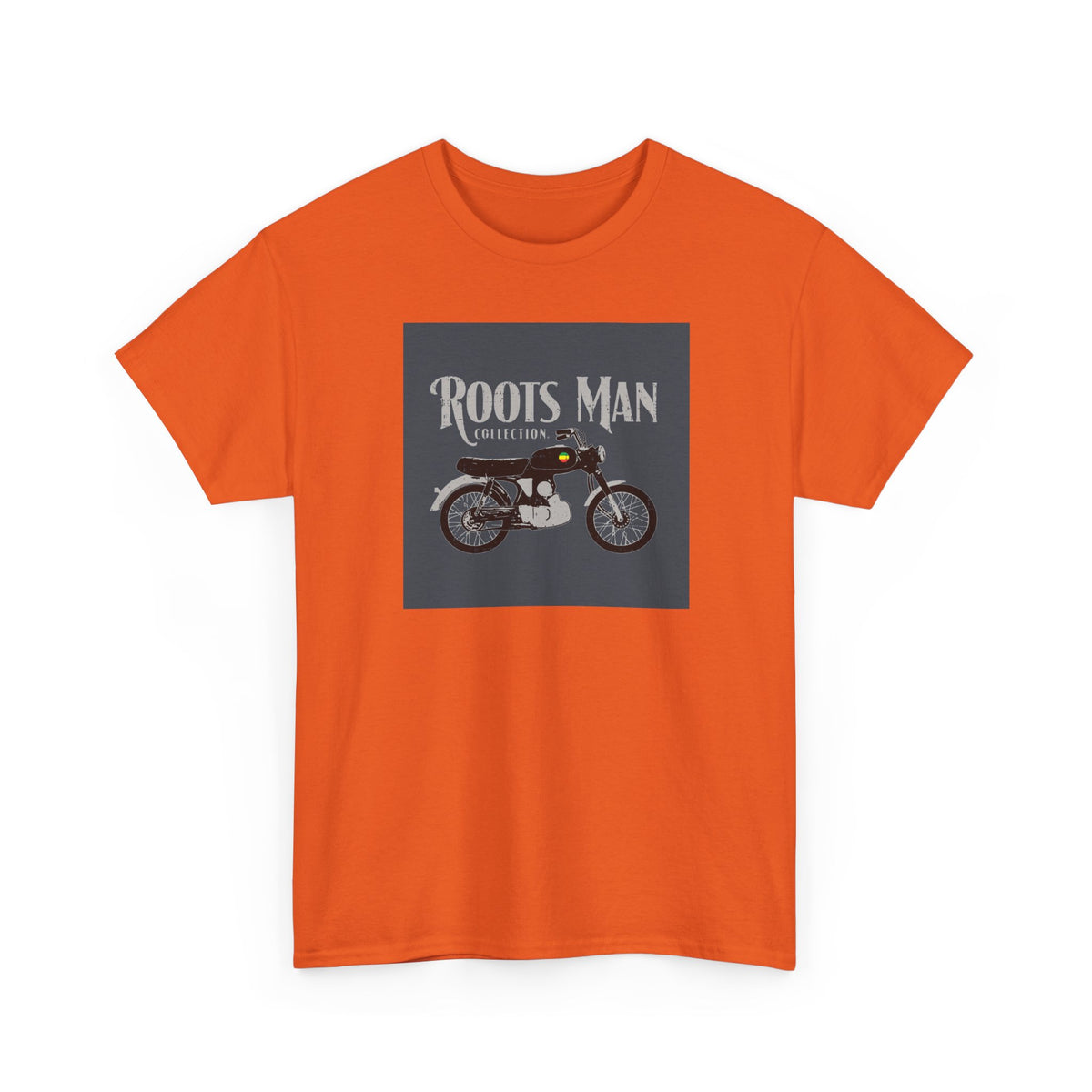 Roots Man Motorcycle Graphic T-Shirt - Front 2 - Orange