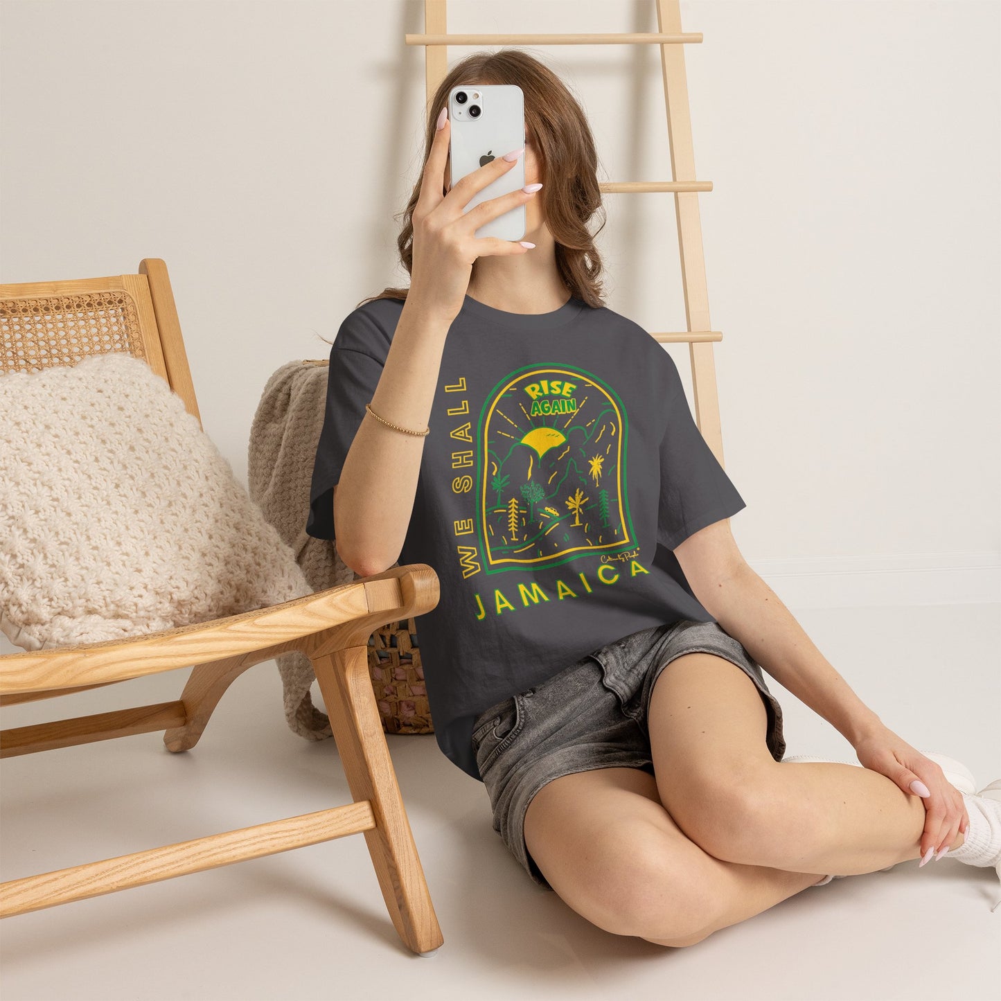 We Shall Rise Again Jamaica – Hurricane Melissa Charcoal T-Shirt – Sunrise Edition - Global Fulfillment: US CA UK AU EU