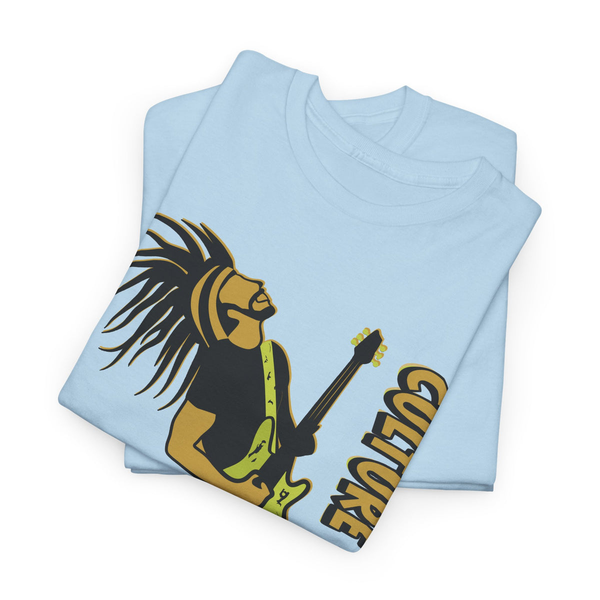 Jamaican Musician T-Shirt folded view - Light Blue