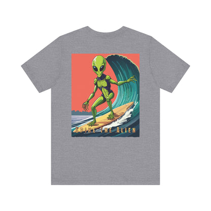 Funny Alien Surfing Unisex Short Sleeve Tee - Perfect for UFO Enthusiasts and Summer Vibes