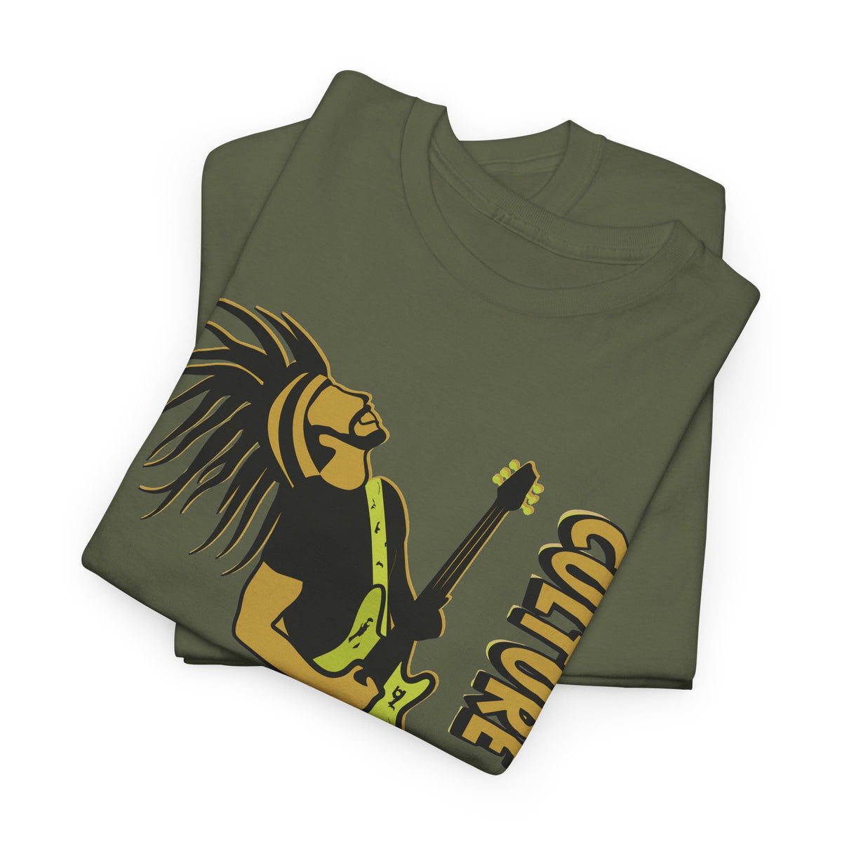 Jamaican Musician T-Shirt folded - Military Green