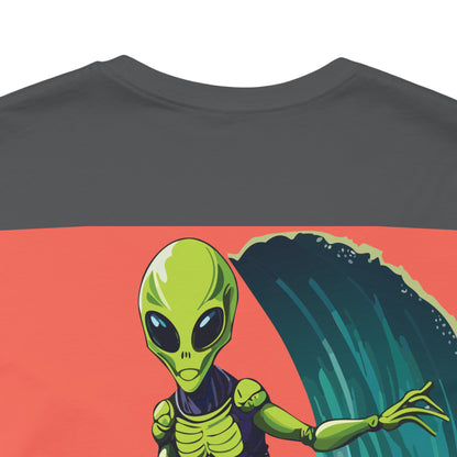 Funny Alien Surfing Unisex Short Sleeve Tee - Perfect for UFO Enthusiasts and Summer Vibes