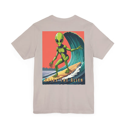 Funny Alien Surfing Unisex Short Sleeve Tee - Perfect for UFO Enthusiasts and Summer Vibes