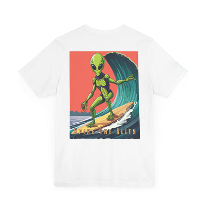 Funny Alien Surfing Unisex Short Sleeve Tee - Perfect for UFO Enthusiasts and Summer Vibes