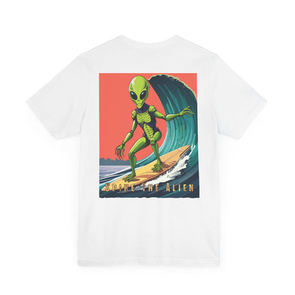 Funny Alien Surfing Unisex Short Sleeve Tee - Perfect for UFO Enthusiasts and Summer Vibes