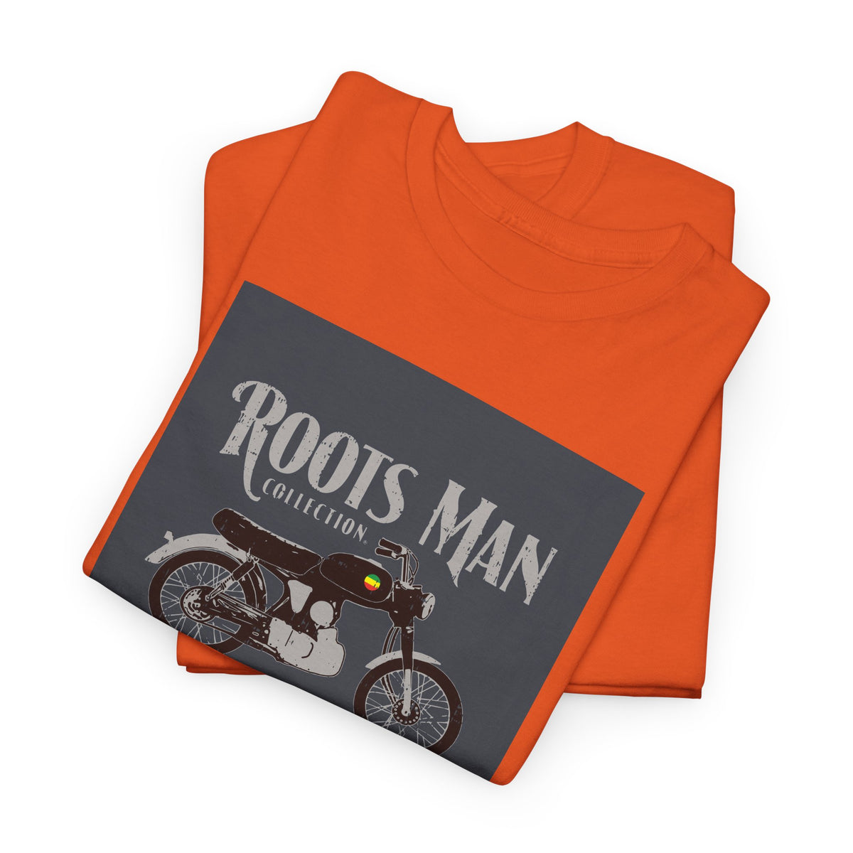 Roots Man Motorcycle Graphic T-Shirt - Folded - Orange
