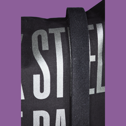 Black Steel Tote bag - From Printing Error to Fashion Statement
