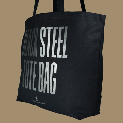 Black Steel Tote bag - From Printing Error to Fashion Statement